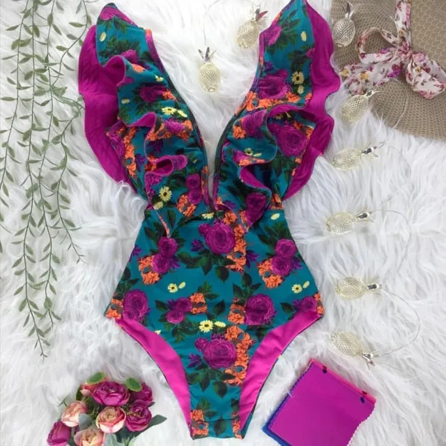 One Piece Swimsuit Print  Beach Wear