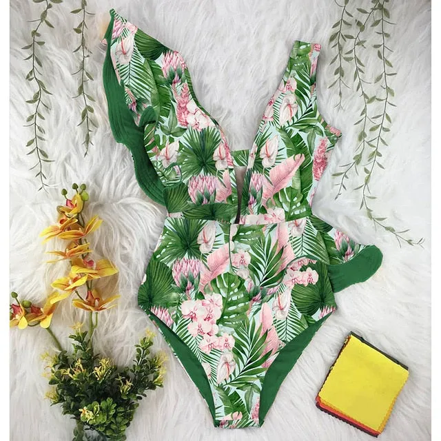 One Piece Swimsuit Print  Beach Wear