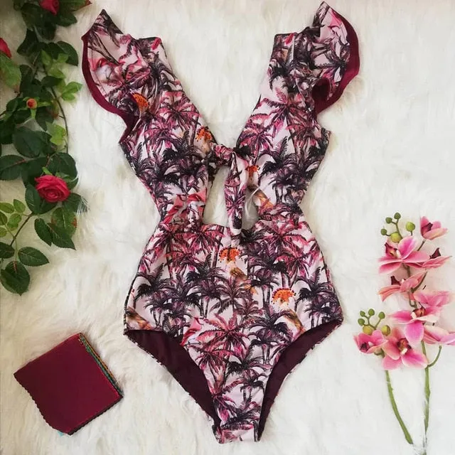 One Piece Swimsuit Print  Beach Wear