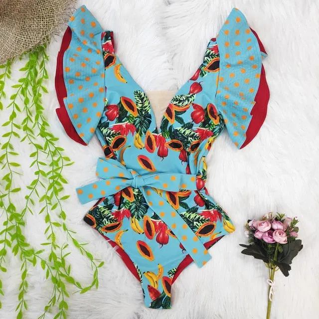 One Piece Swimsuit Print  Beach Wear