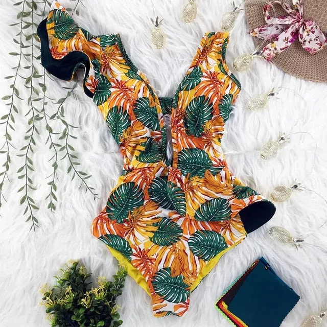 One Piece Swimsuit Print  Beach Wear