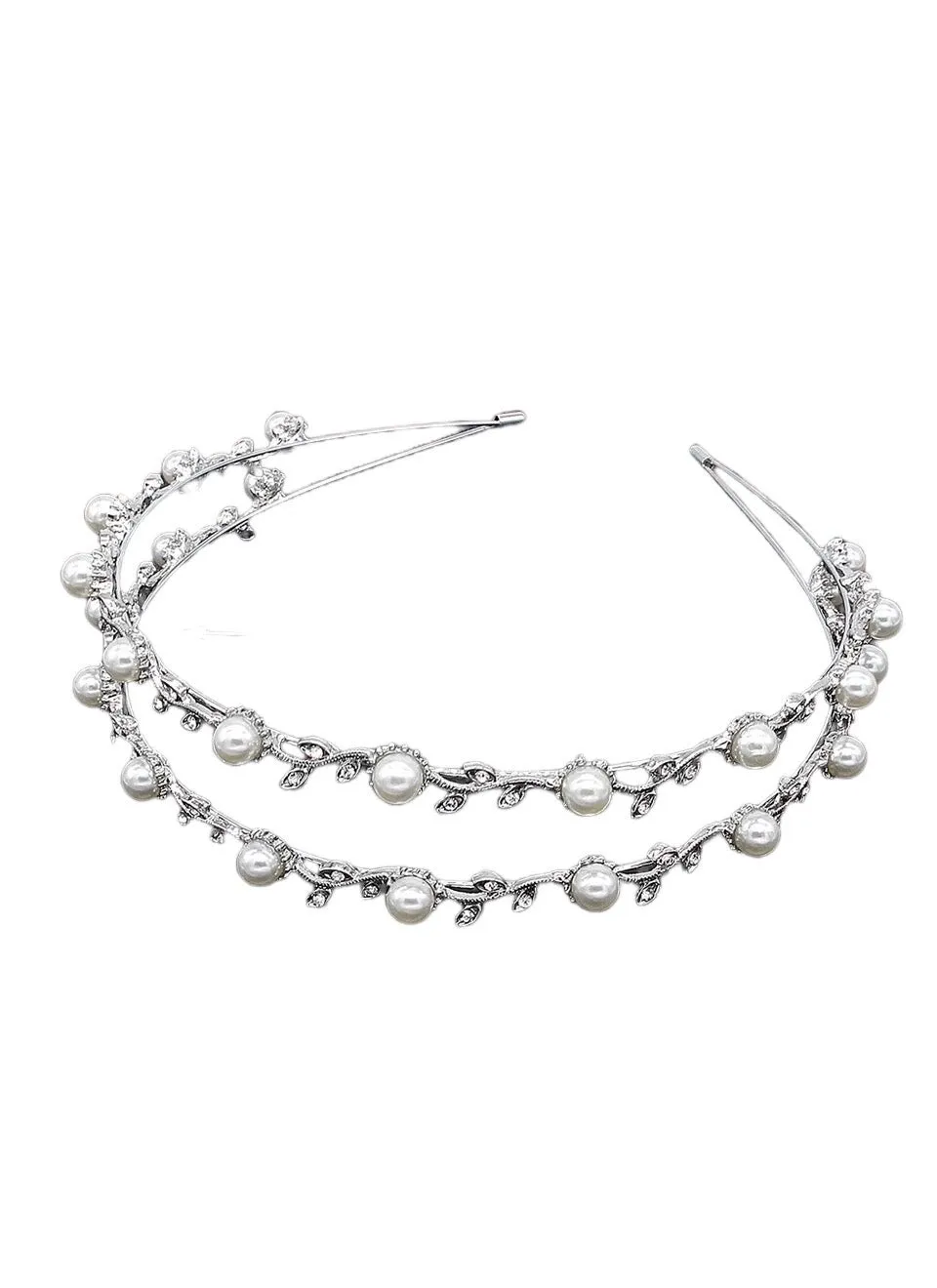 Ornate Dual Pearl Tiara Headpiece
