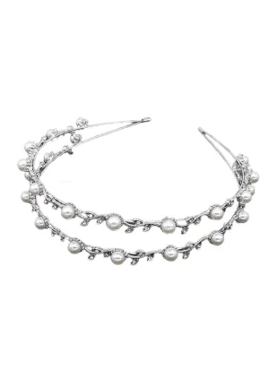 Ornate Dual Pearl Tiara Headpiece