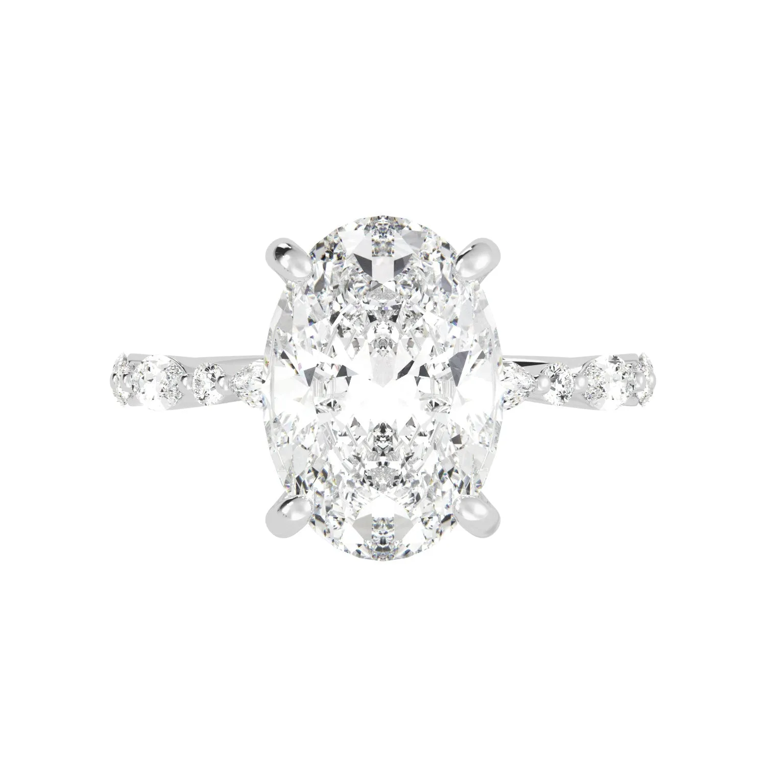 Oval Shaped Diamond Pavé Hidden Halo Engagement Ring