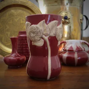 Oxblood Sunflower Vase