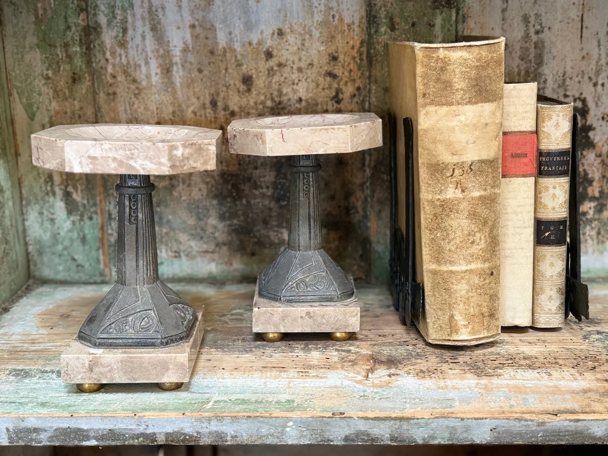 Pair of French Art Deco Marble Pedestals