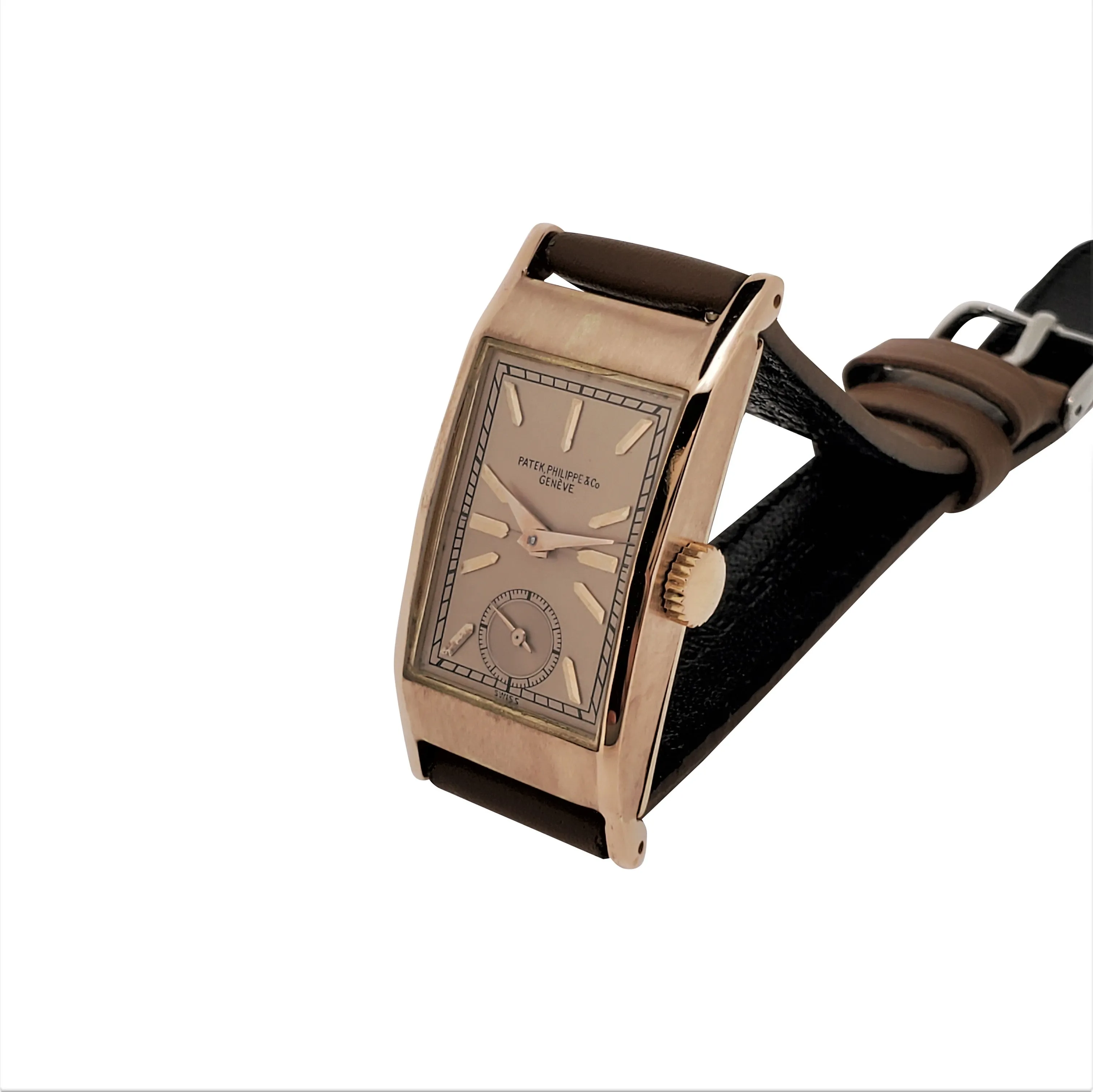 Patek Philippe 425R Vintage Iconic "Tegolino" Art Deco Watch in Rose Gold Circa 1942