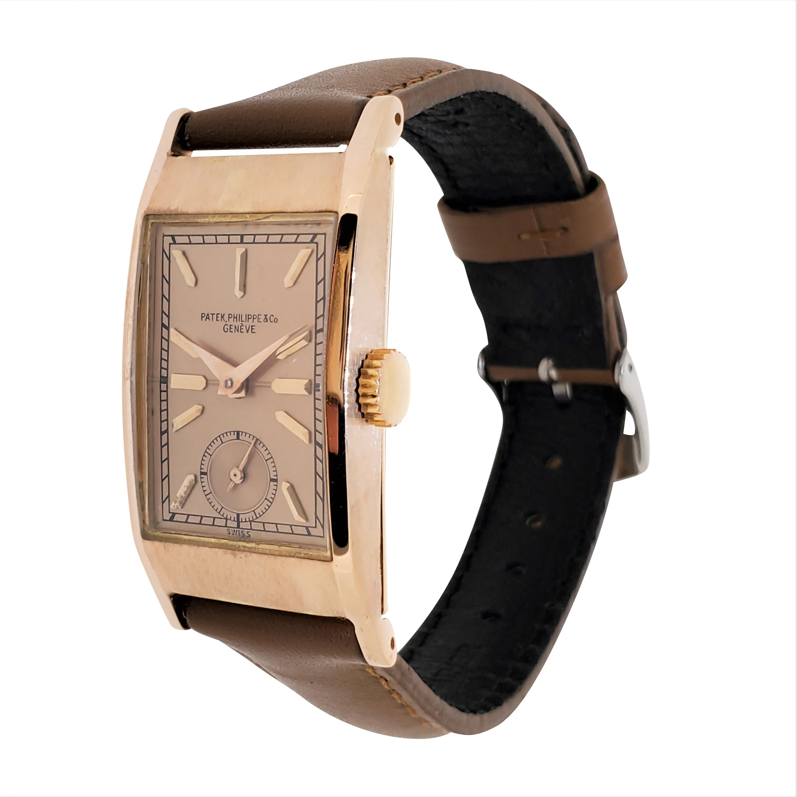 Patek Philippe 425R Vintage Iconic "Tegolino" Art Deco Watch in Rose Gold Circa 1942