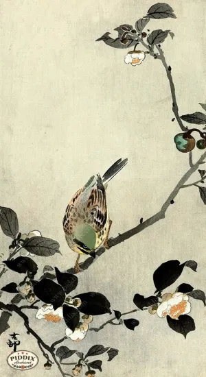 PDXC19542 -- Japanese Bird and Flowers