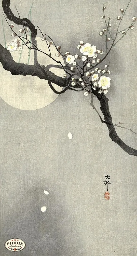 PDXC19603 -- Japanese Flowers and Moon