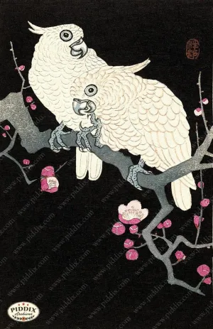PDXC19772 -- Japanese Parrots and Flowers
