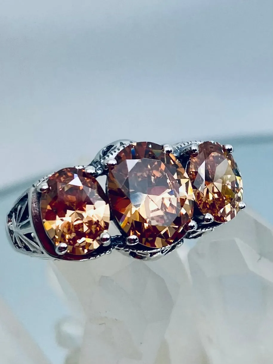 Peach CZ Ring, Size 7.5 Ring, Cocktail Ring, Art Deco Jewelry #D36 - Ready to Ship