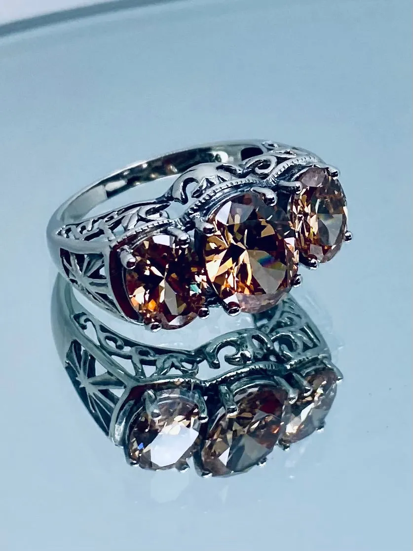 Peach CZ Ring, Size 7.5 Ring, Cocktail Ring, Art Deco Jewelry #D36 - Ready to Ship