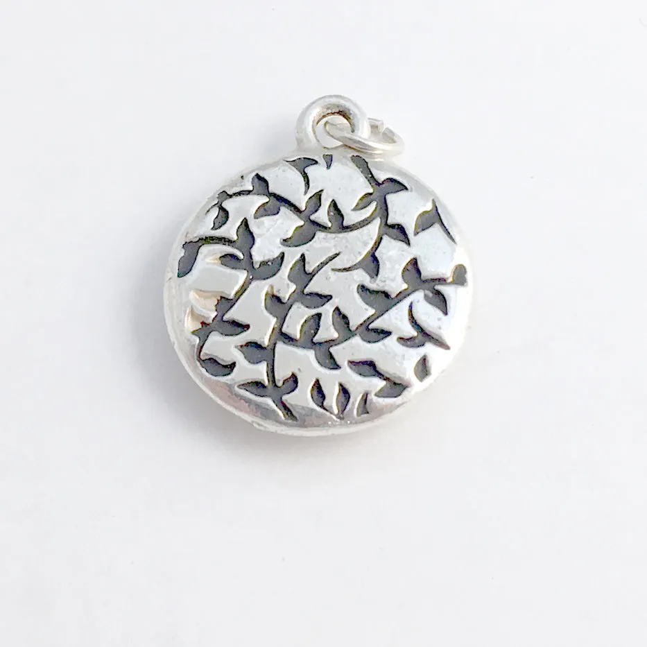 Pewter frame, seashore print, sterling silver tiny starfish pendant-resin, beach