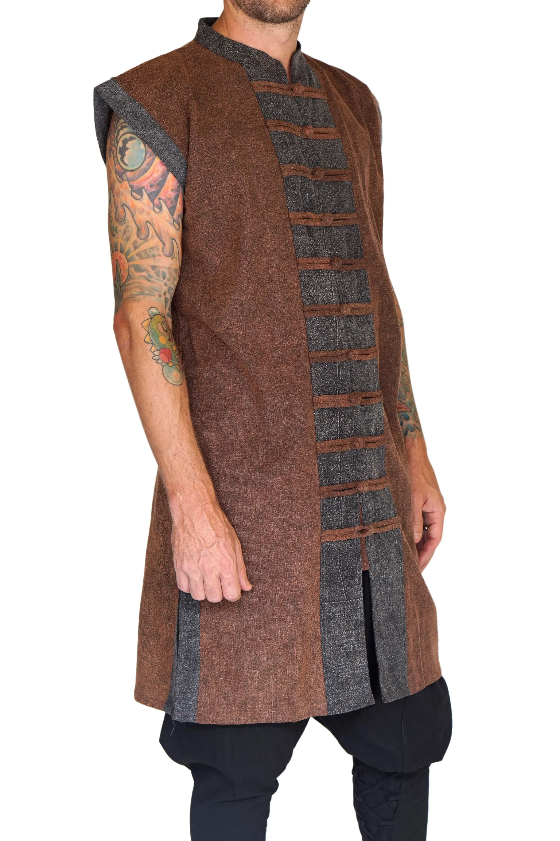 'Pirate Vest' - Stone Brown/Brown Buttons
