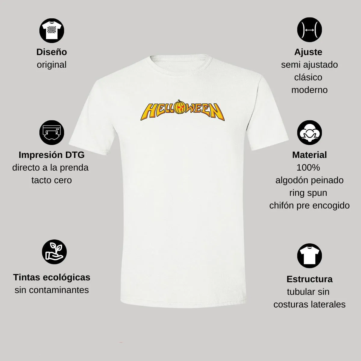 Playera Hombre Rock Helloween Logo 894B