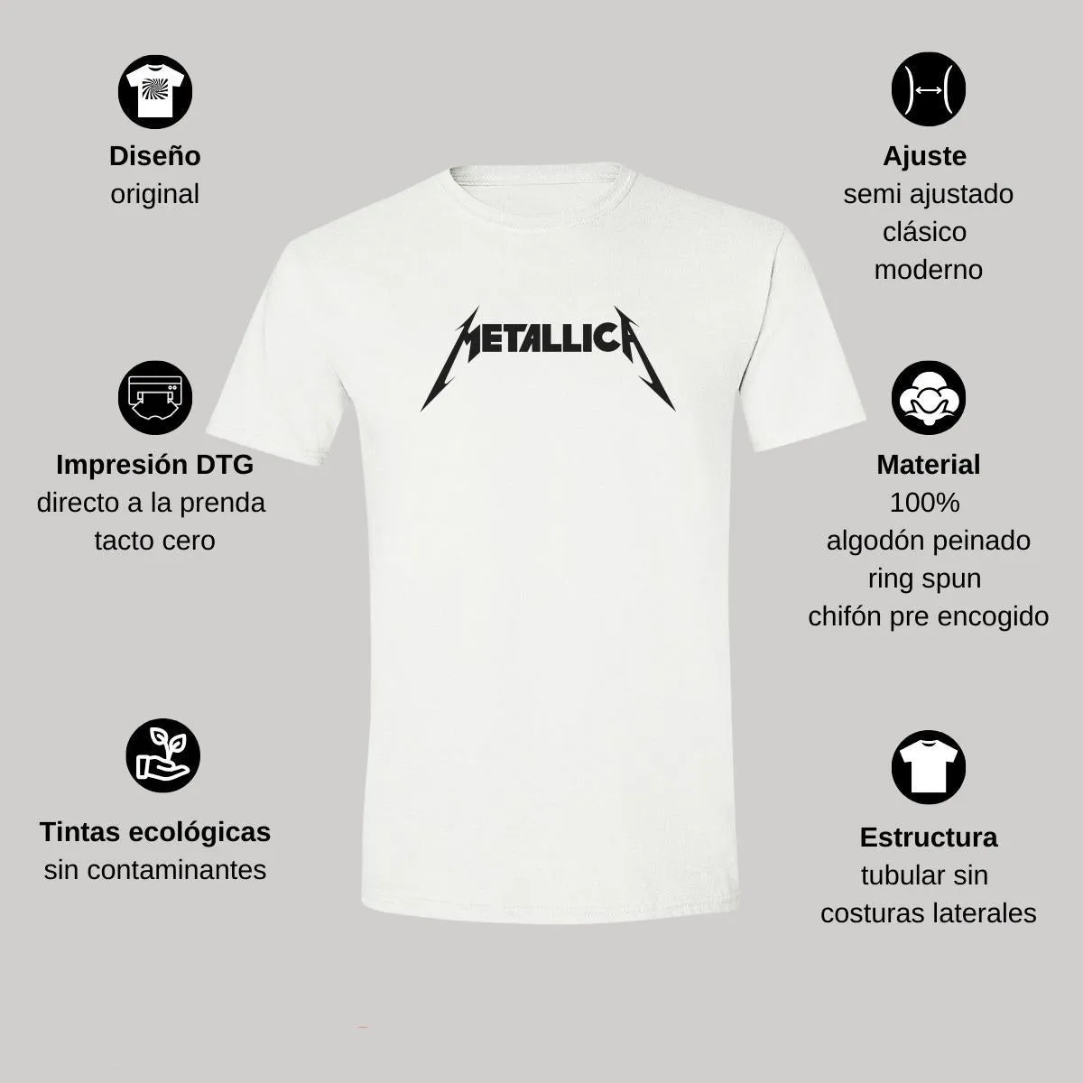 Playera Hombre Rock Metallica Logo 723B