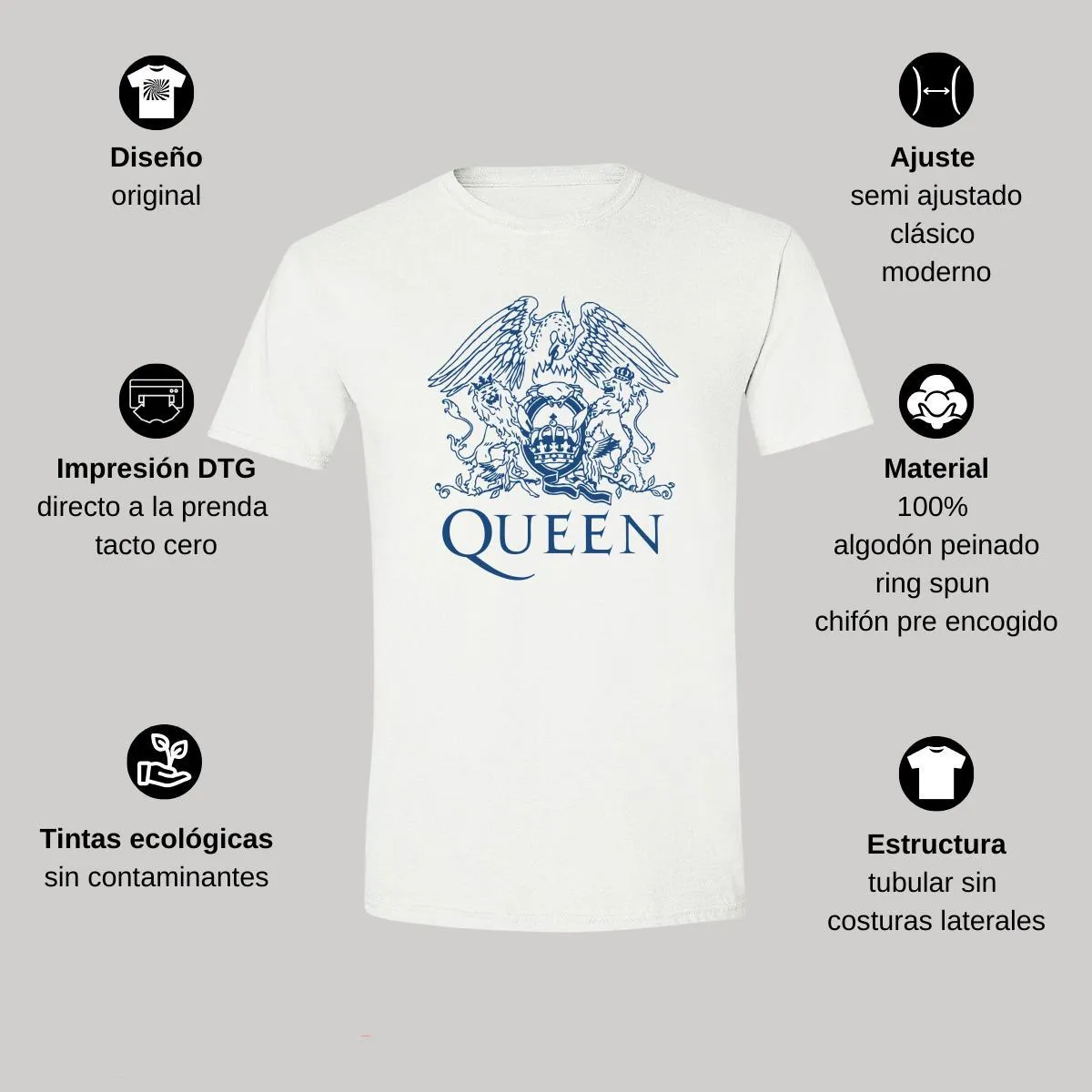 Playera Hombre Rock Queen Logo 957B