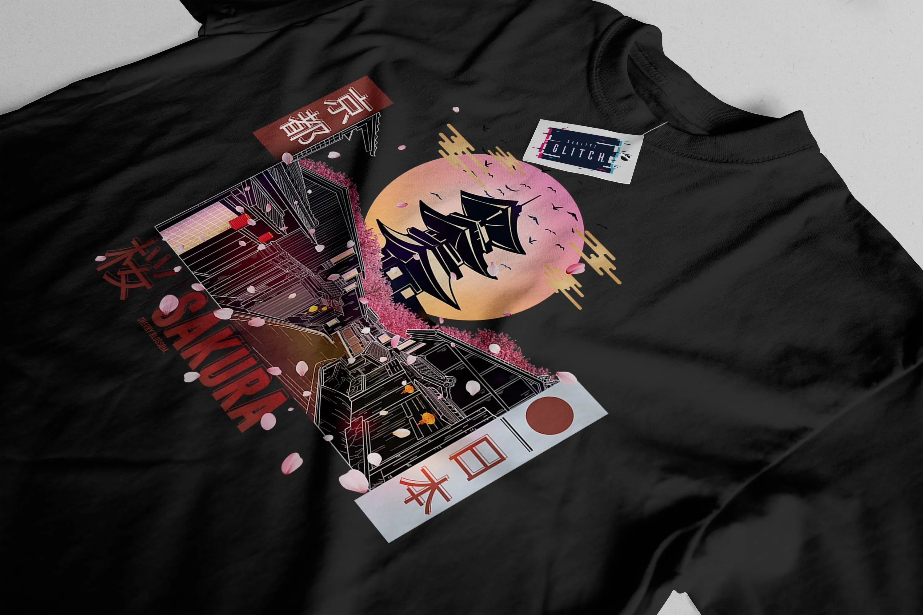 Reality Glitch Kyoto Sakura Japanese Blossom Mens T-Shirt