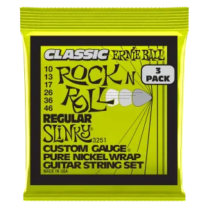 Regular Slinky Classic RnR Pure Nickel Electric Guitar Strings 3 Pack 10 46