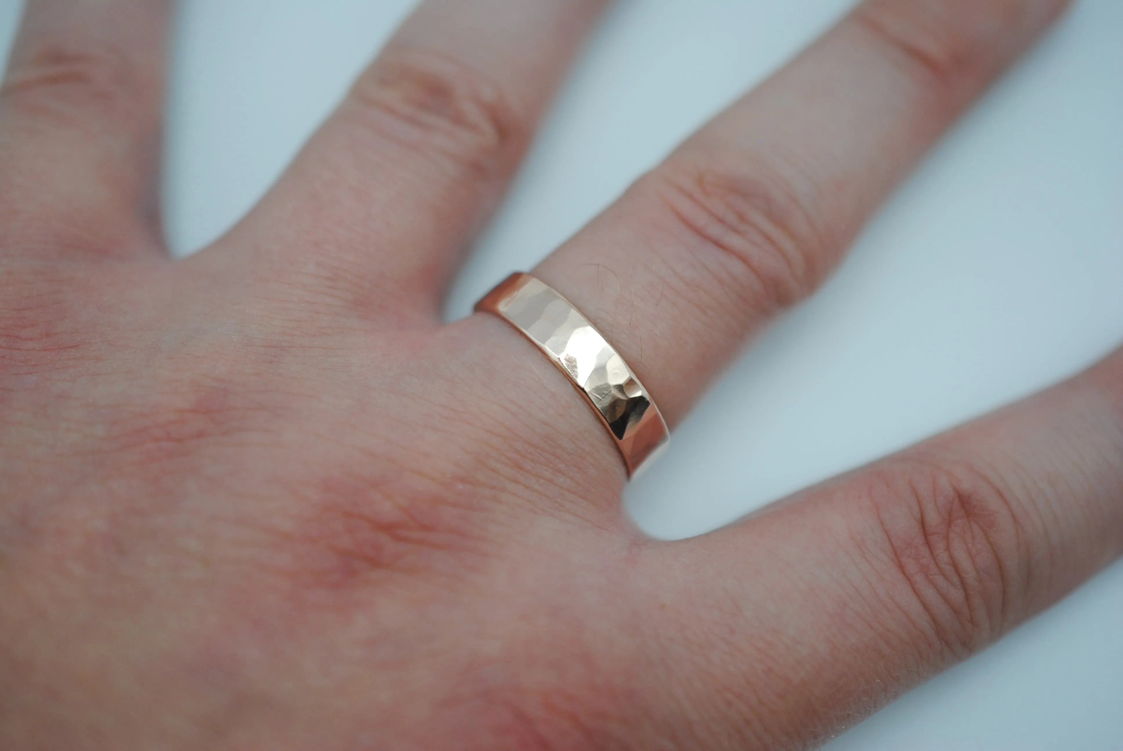 Ring Band: Rock Texture, Rose Gold Finish, 5mm Wide