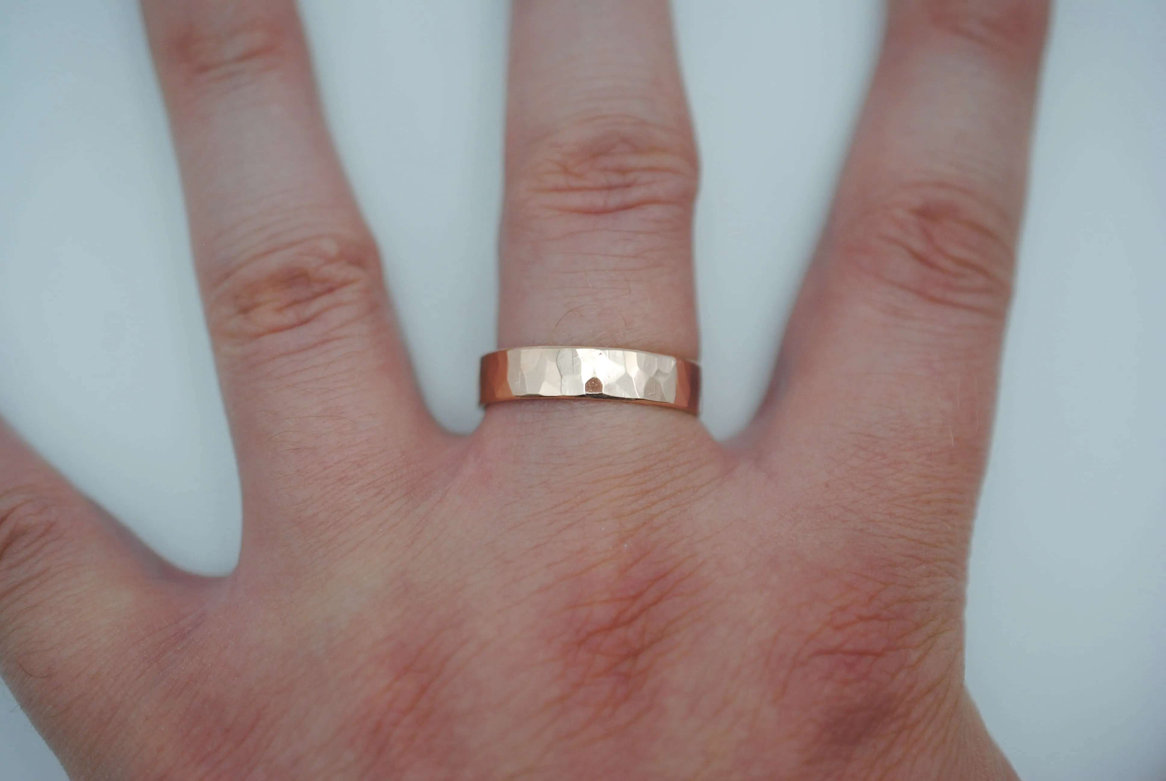 Ring Band: Rock Texture, Rose Gold Finish, 5mm Wide