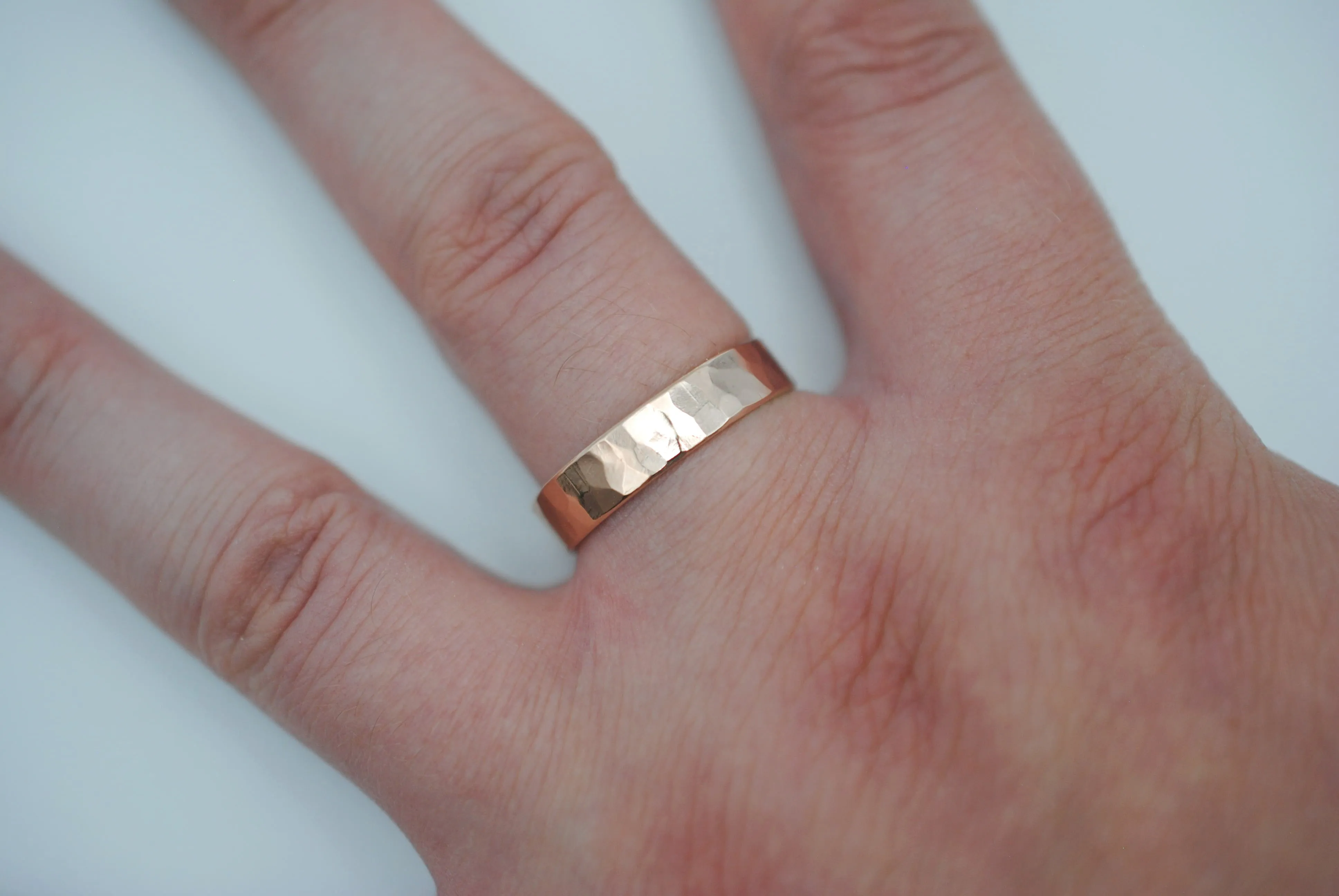 Ring Band: Rock Texture, Rose Gold Finish, 5mm Wide