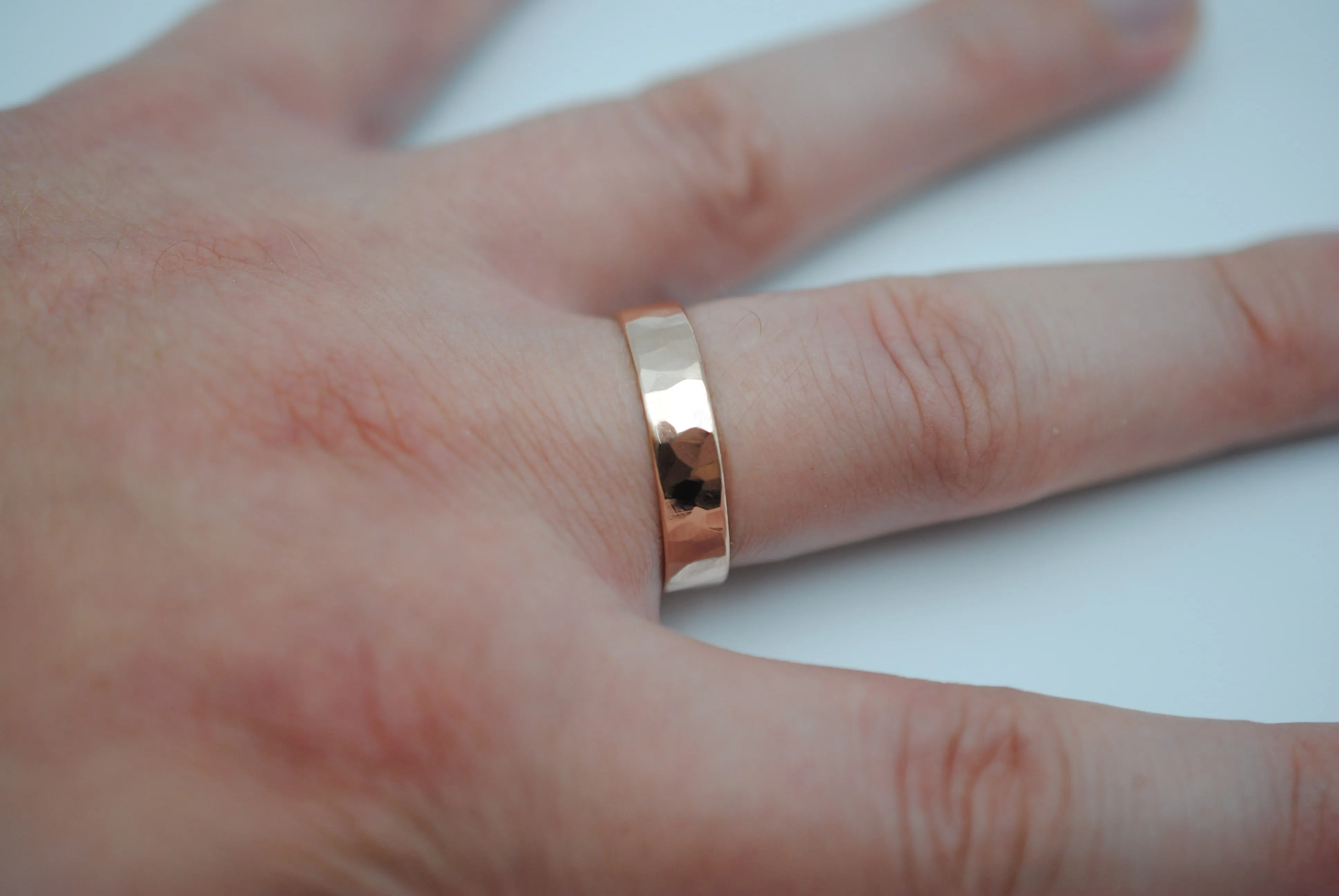 Ring Band: Rock Texture, Rose Gold Finish, 5mm Wide