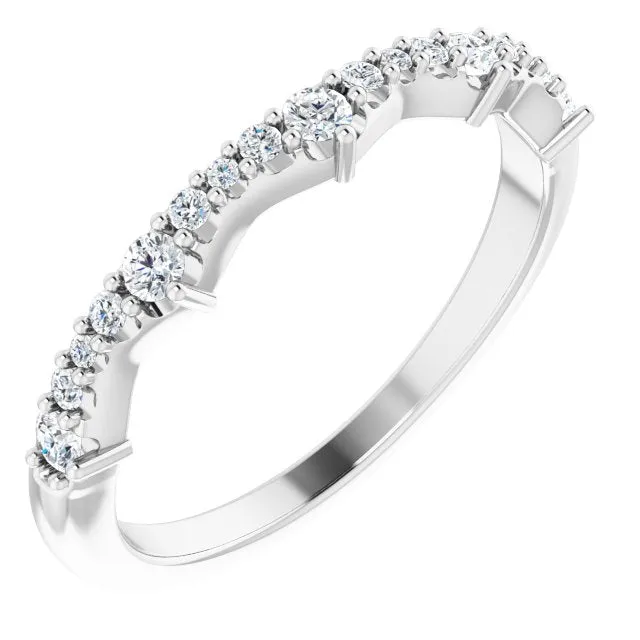Round Diamond Wedding Band With Curves