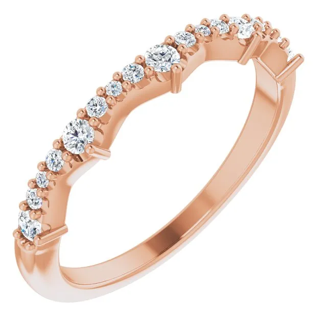Round Diamond Wedding Band With Curves