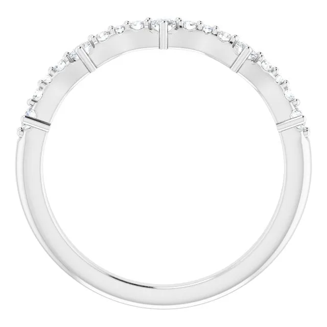 Round Diamond Wedding Band With Curves