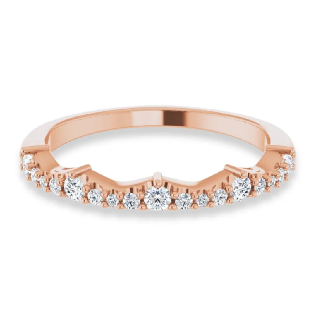 Round Diamond Wedding Band With Curves