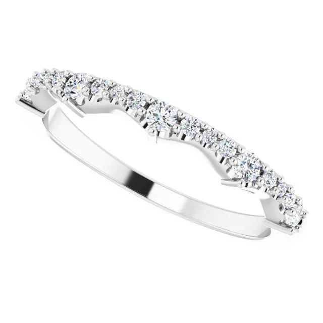 Round Diamond Wedding Band With Curves