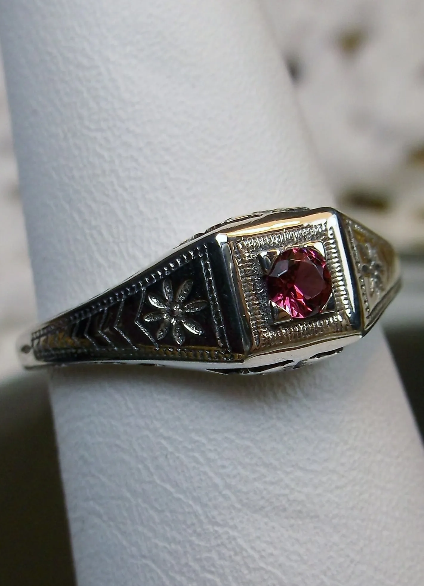 Ruby Ring, Antique Reproduction Art Deco Wedding Jewelry #D155