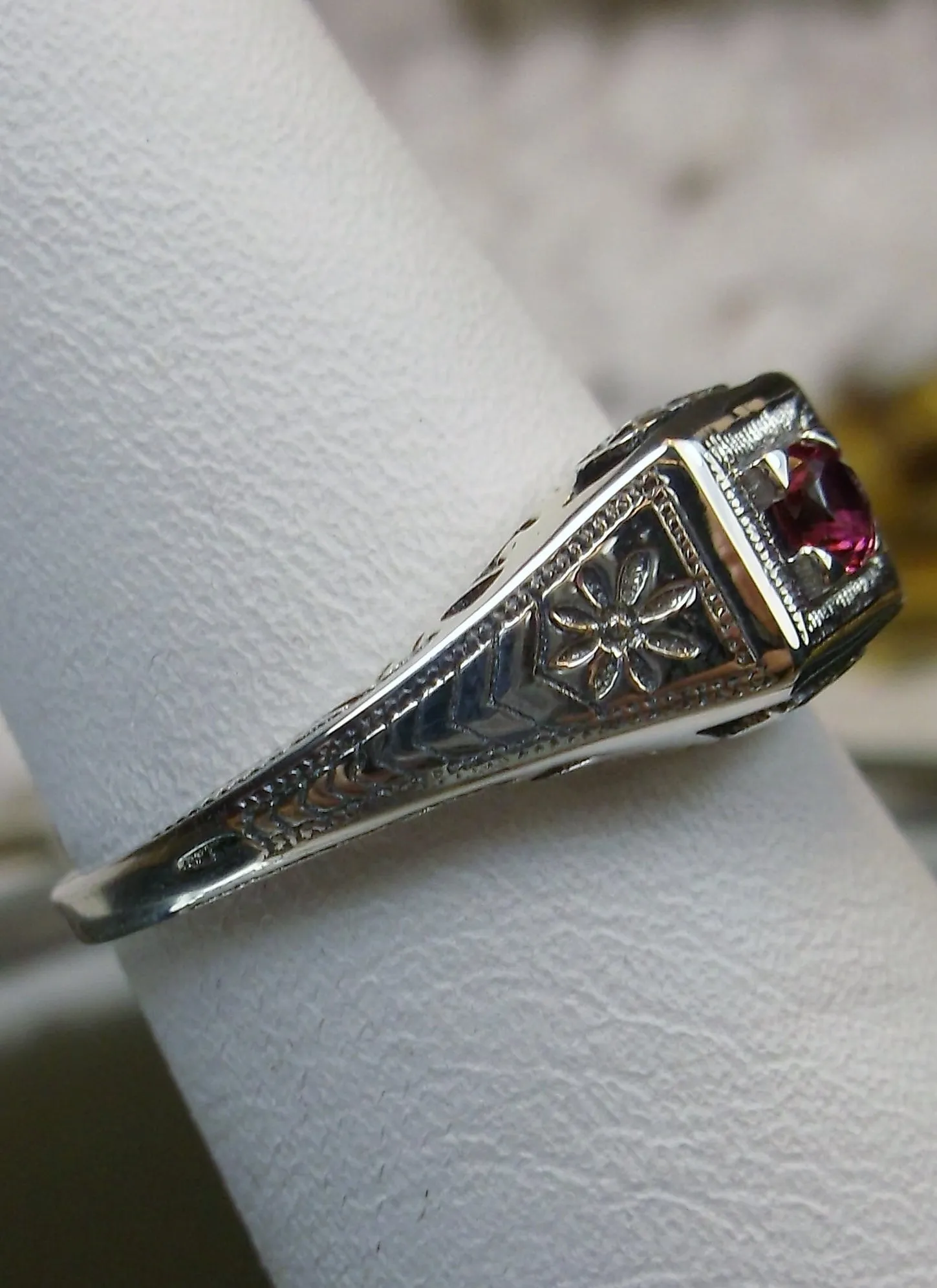 Ruby Ring, Antique Reproduction Art Deco Wedding Jewelry #D155