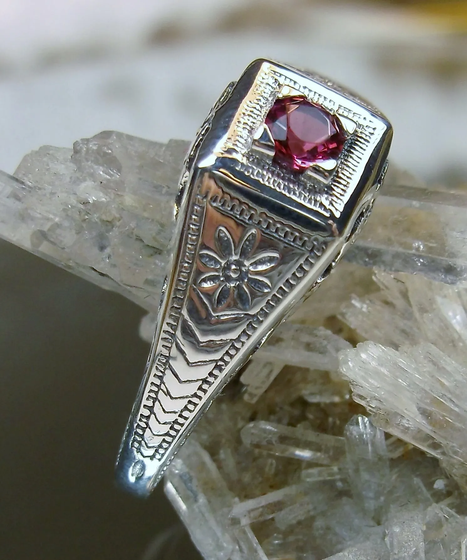 Ruby Ring, Antique Reproduction Art Deco Wedding Jewelry #D155