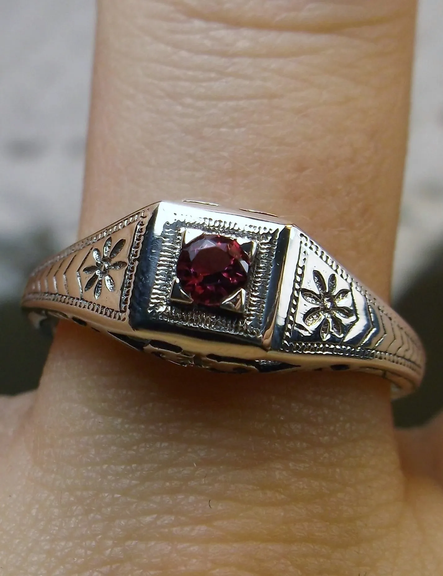 Ruby Ring, Antique Reproduction Art Deco Wedding Jewelry #D155