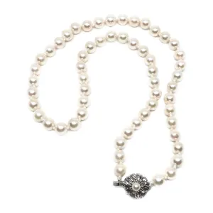 Sakura Cherry Blossom Japanese Saltwater Cultured Akoya Pearl Necklace - Sterling Silver 18.50 Inch