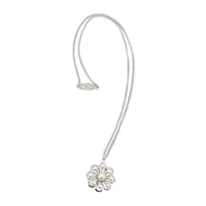 Sakura Cherry Blossom Vintage Japanese Cultured Akoya Pearl Pendant Necklace- Sterling Silver 17.50 Inch