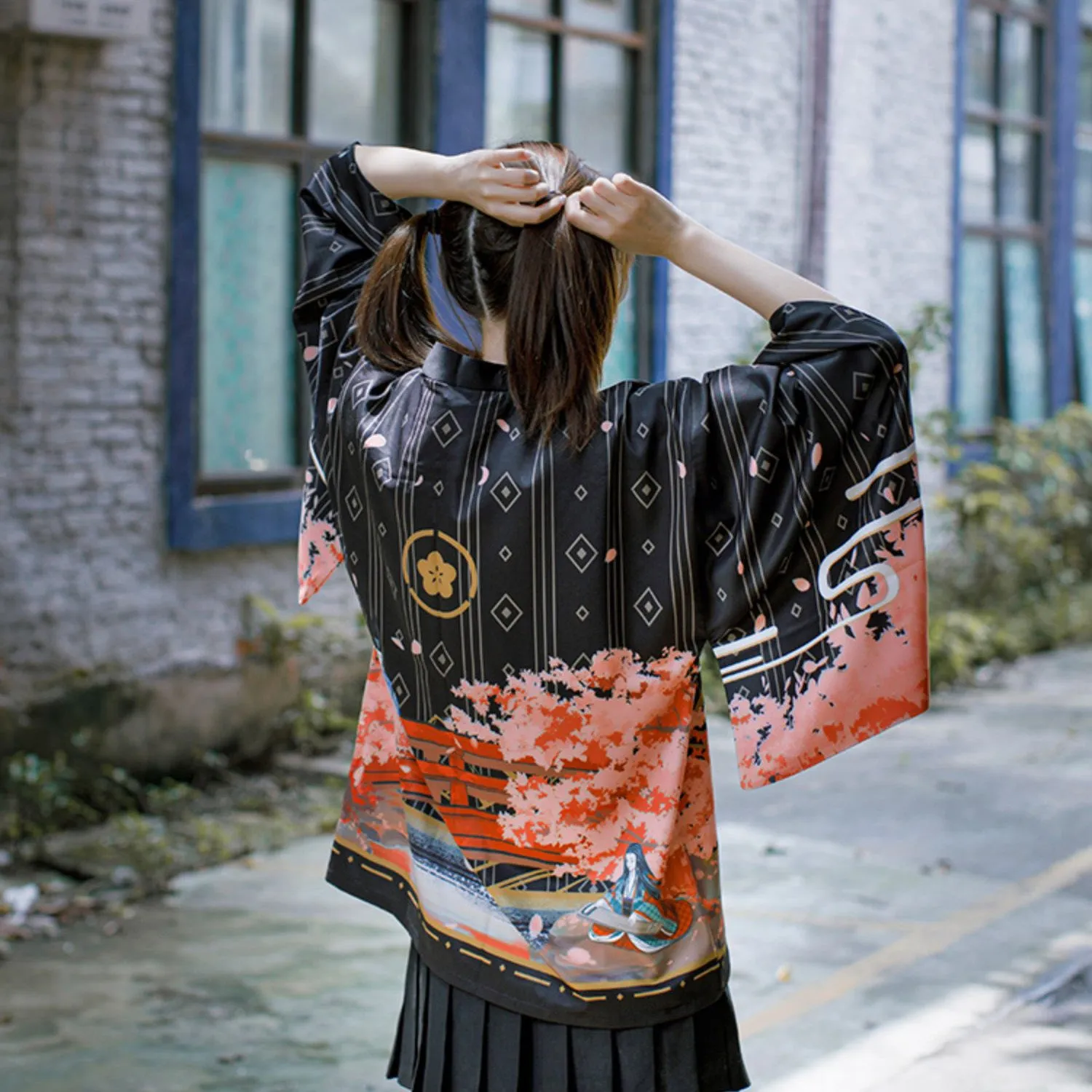 Sakura Dark Kimono Shirt