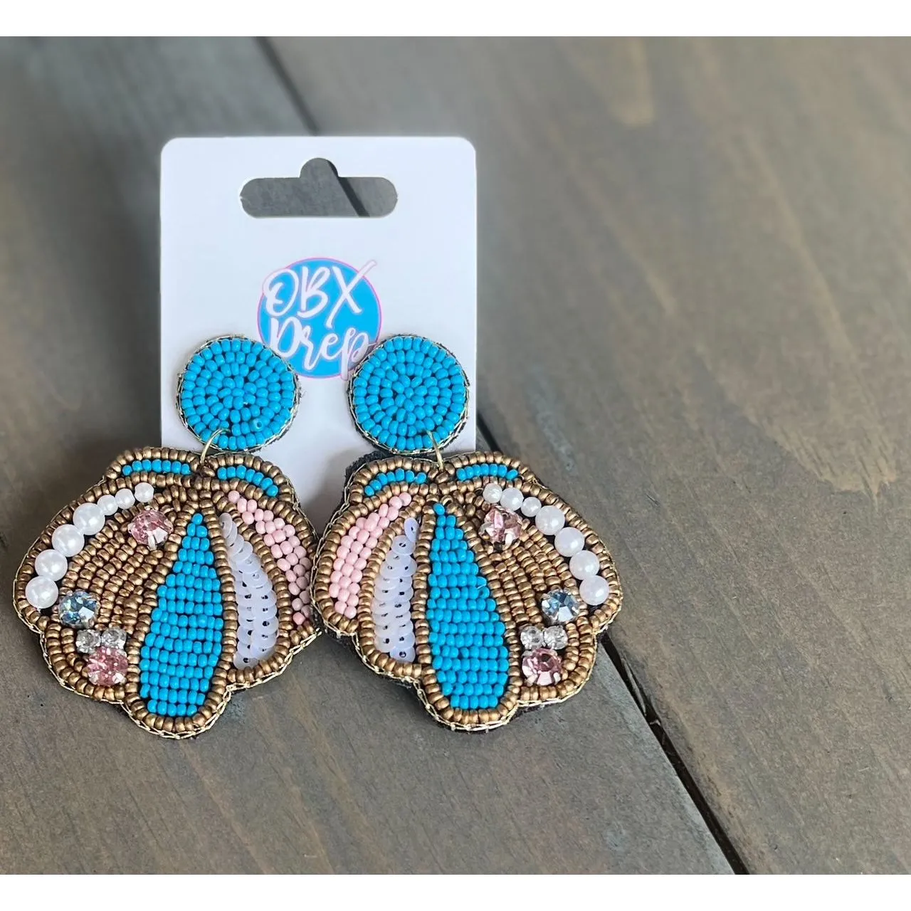 Seascape SeaShell Seed Bead & Pearl Drop Earrings