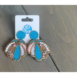 Seascape SeaShell Seed Bead & Pearl Drop Earrings