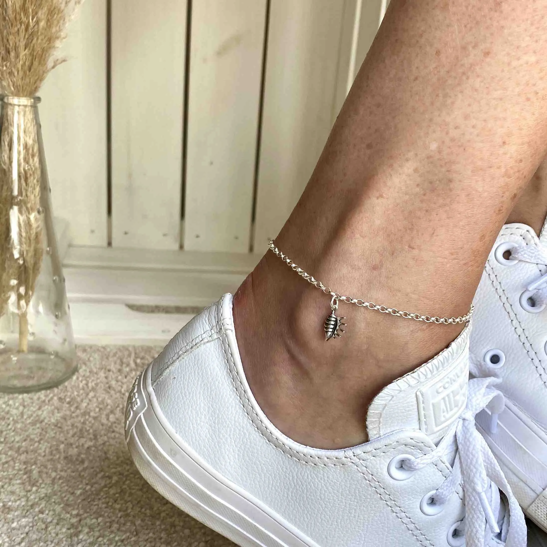Silver Conch Shell Anklet