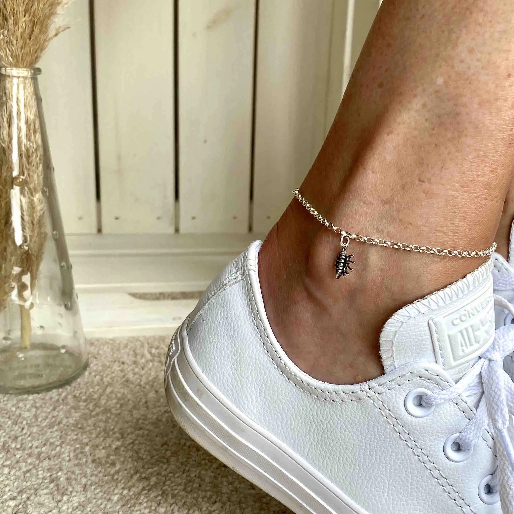 Silver Conch Shell Anklet