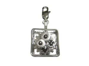 Silver Toned Fixed Non Moving Steampunk Cog Gear Pendant Zipper Pull Charm