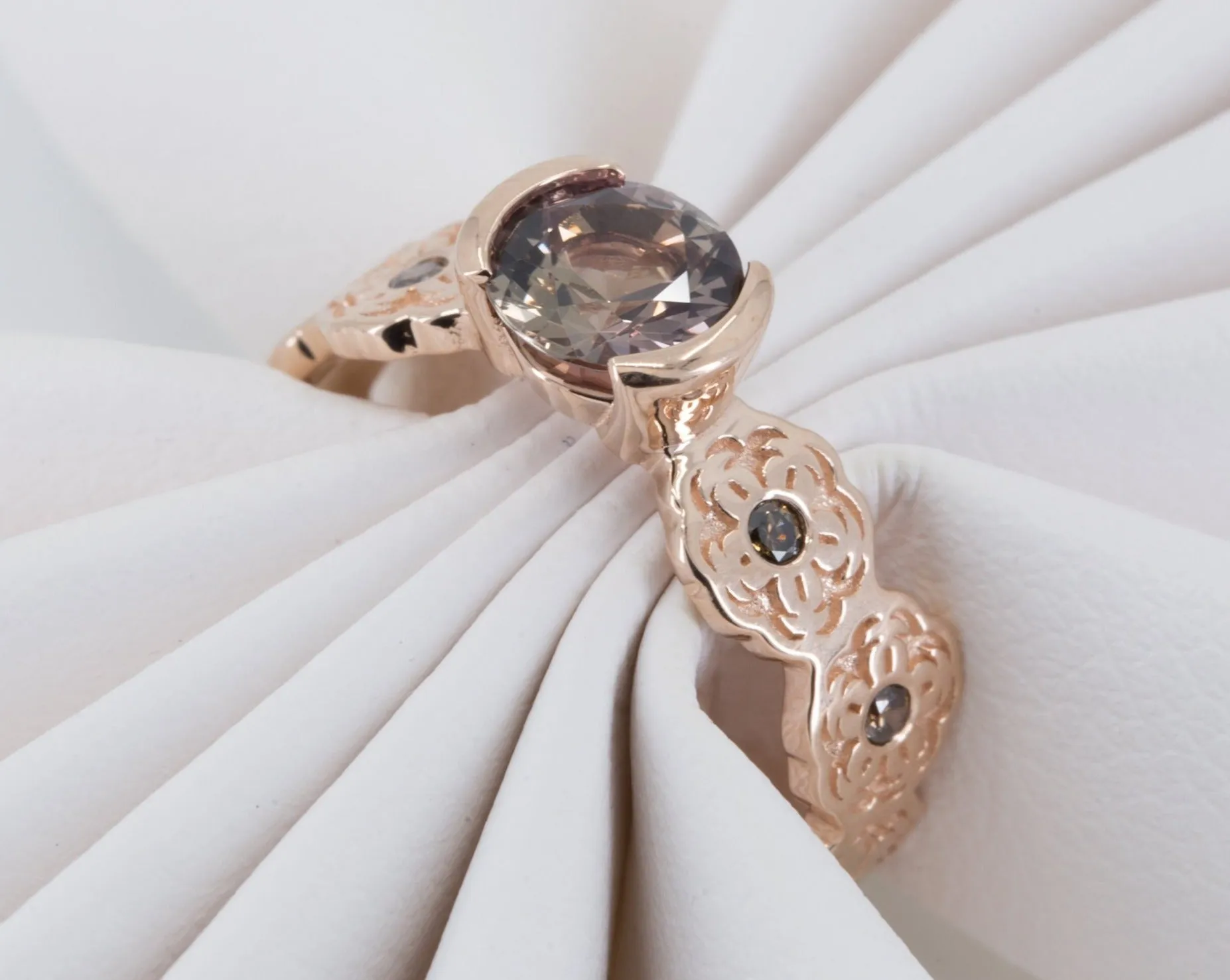 Solitaire Cherry Blossom Engagement Ring - Setting Only