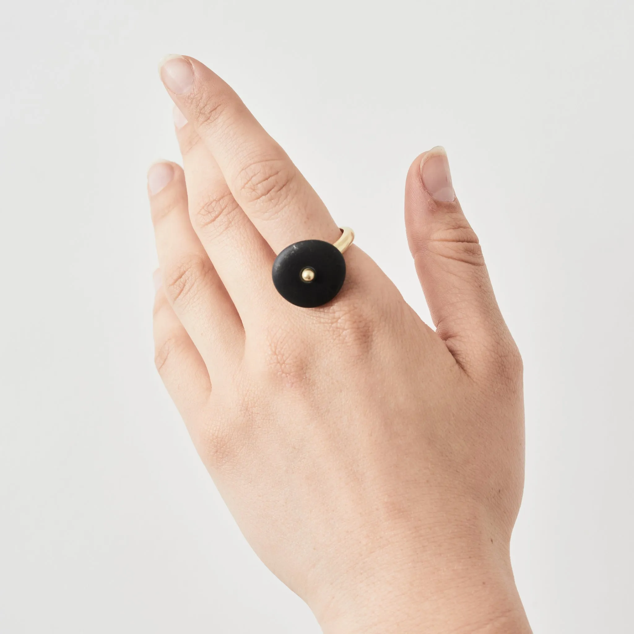 Spinner Beach Stone Ring, 19k Gold