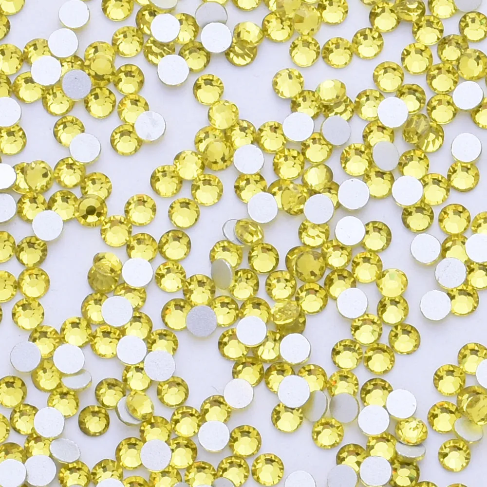 SS10 1440PCS Yellow Non Hot Fix Crystal, Flat Back 3D Rhinestones DIY Phone case Nail art design deco supplies