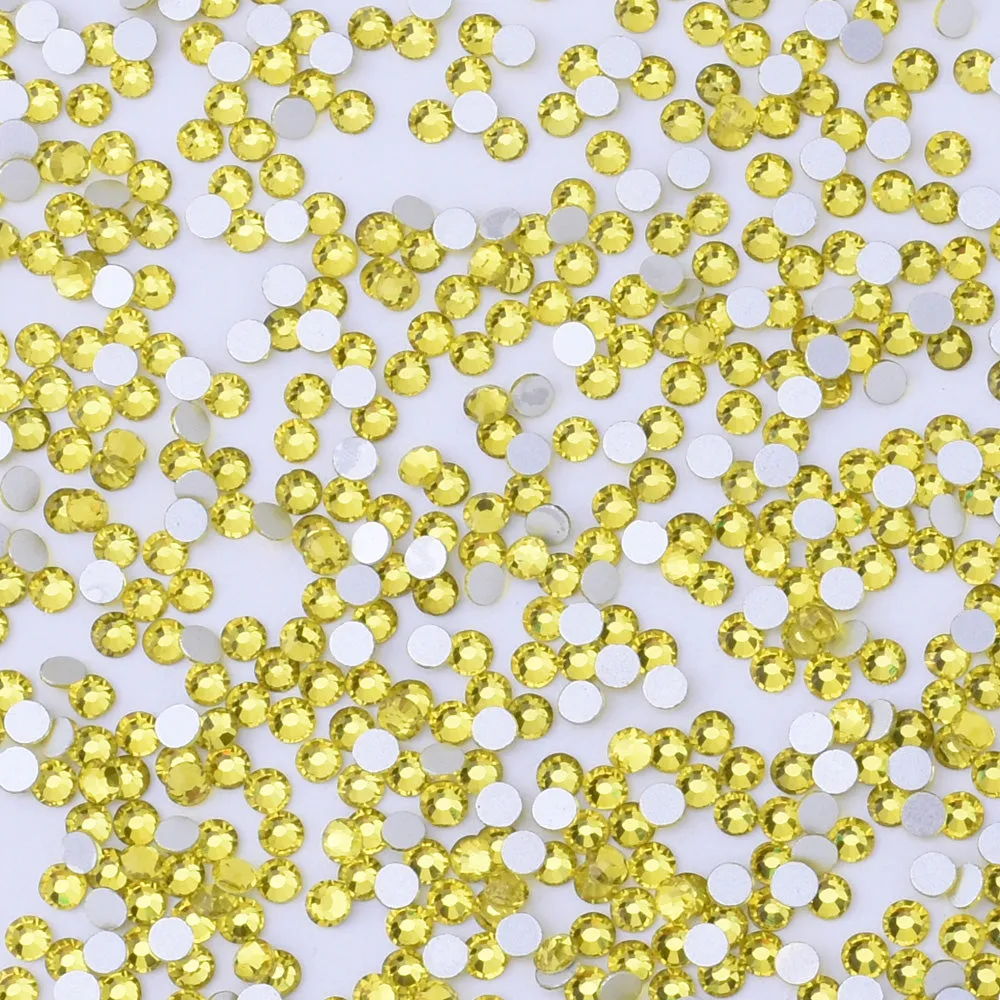 SS5 1440PCS Yellow Non Hot Fix Crystal, Flat Back 3D Rhinestones DIY Phone case Nail art design deco supplies