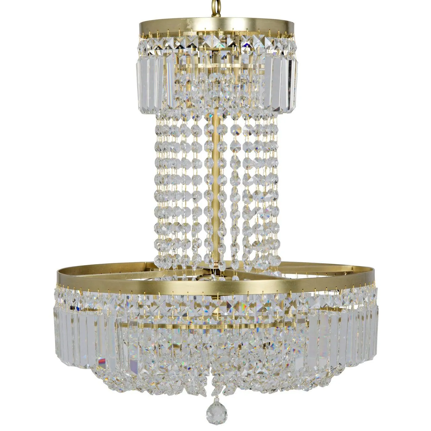 St. Petersburg Chandelier, Antique Brass and Glass